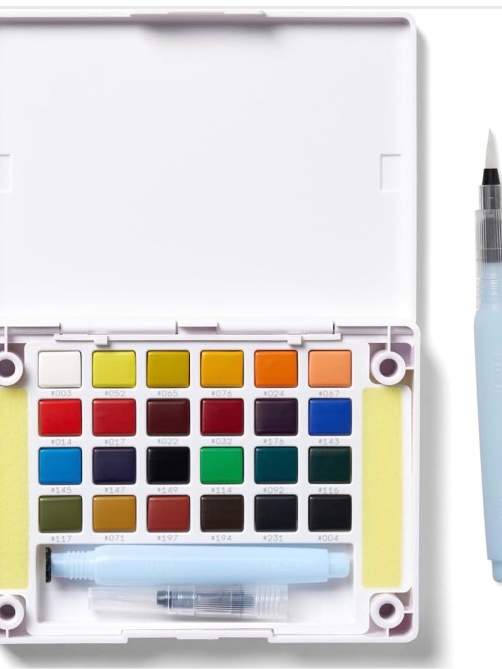 Watercolor Brush Pen Set - White Compact Palette